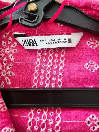 Camisa Zara Mujer Rosa Bordada
