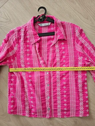 Camisa Zara Mujer Rosa Bordada