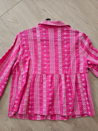 Camisa Zara Mujer Rosa Bordada