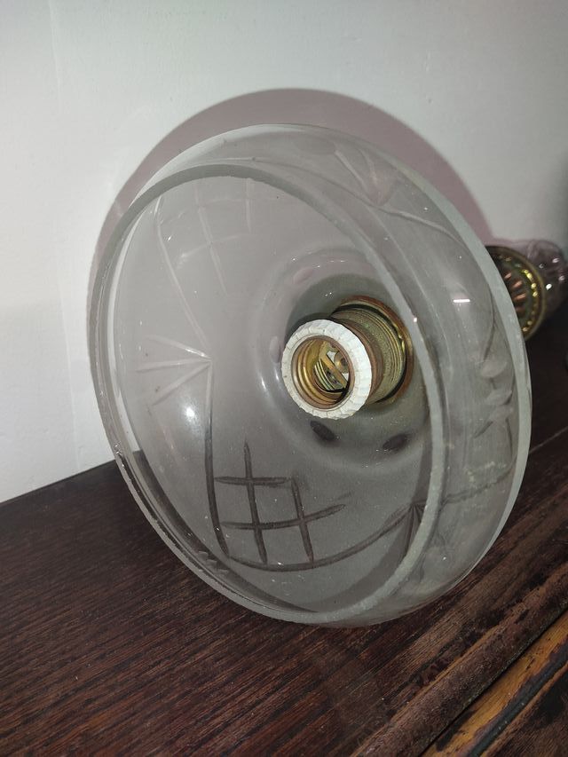 Lámpara antigua cristal y latón años 50