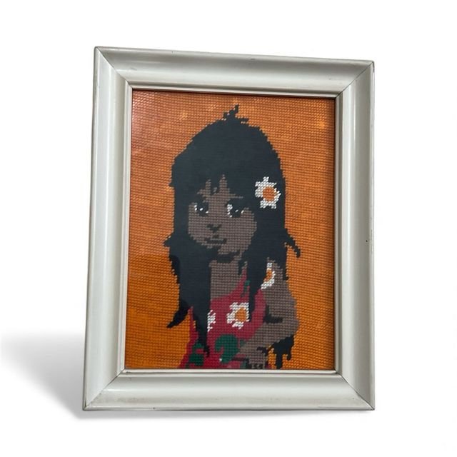 Quadro punto croce bambina vintage