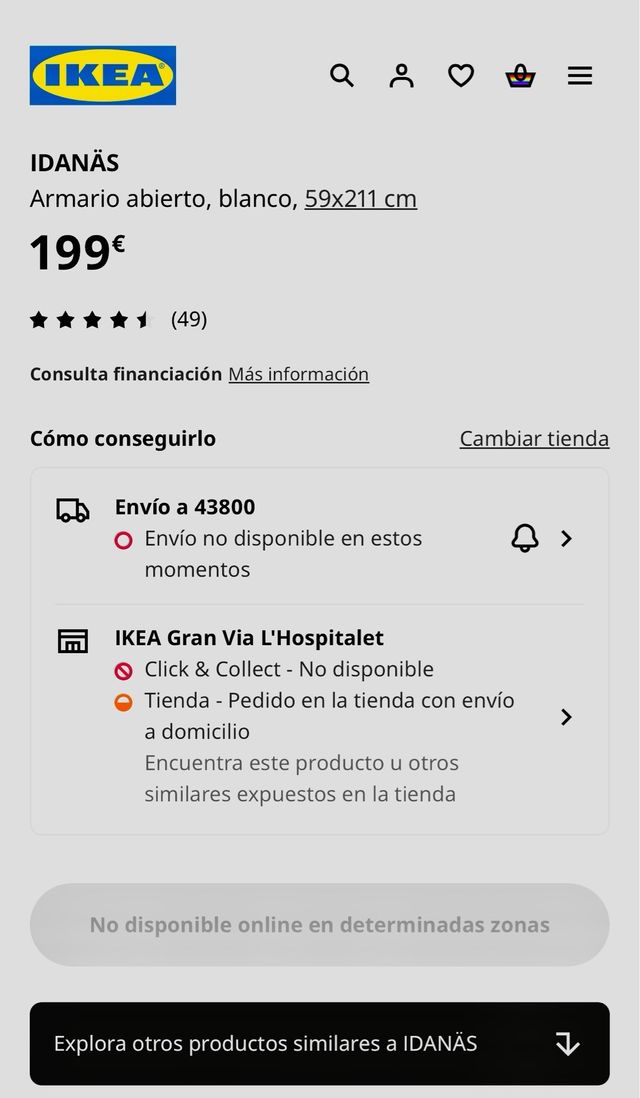 Vestidor abierto blanco Ikea Idanas