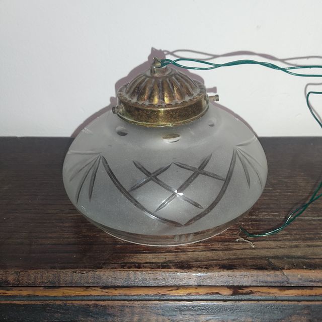 Lámpara Antigua Años 50 Vidrio Tallado