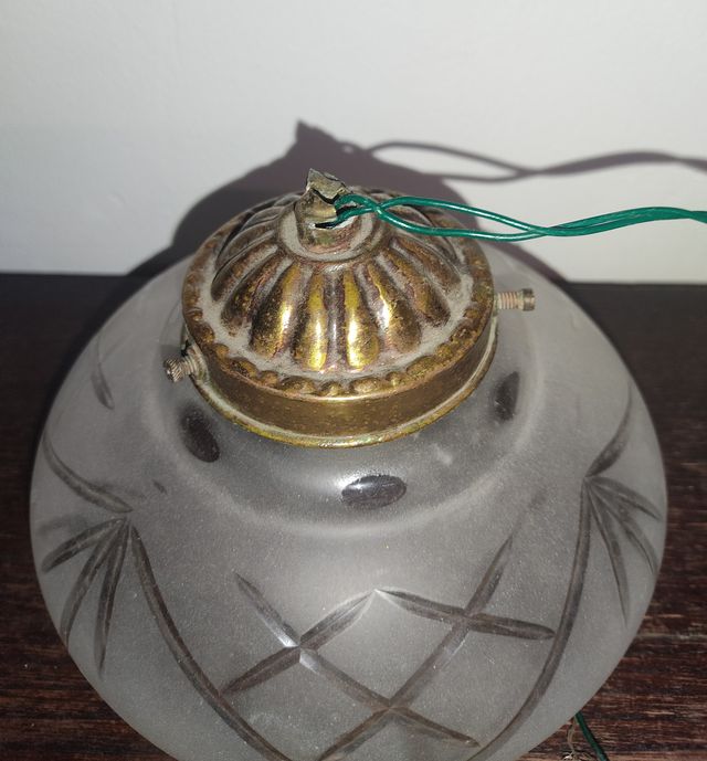 Lámpara Antigua Años 50 Vidrio Tallado