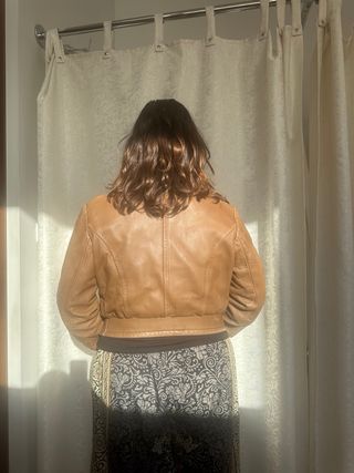 Chaqueta cuero marrón claro Talla S