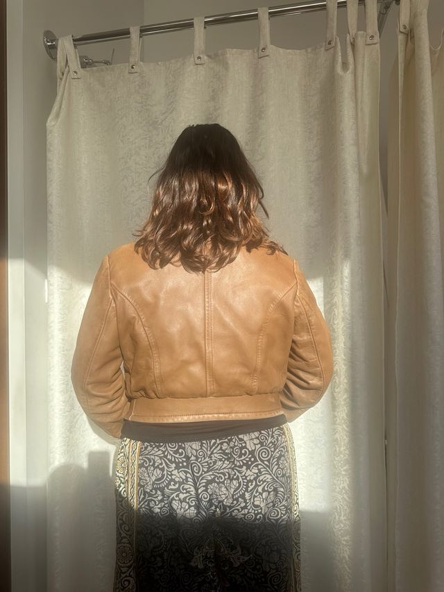 Chaqueta cuero marrón claro Talla S