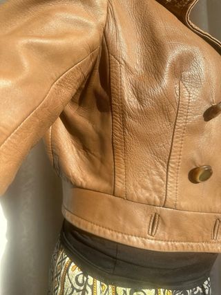 Chaqueta cuero marrón claro Talla S