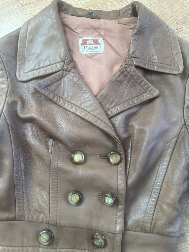 Chaqueta cuero marrón claro Talla S