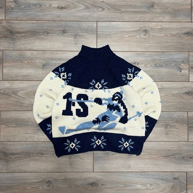 Vintage 80s Shetland Wool Jumper Hand Embroidered