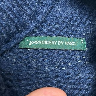 Vintage 80s Shetland Wool Jumper Hand Embroidered