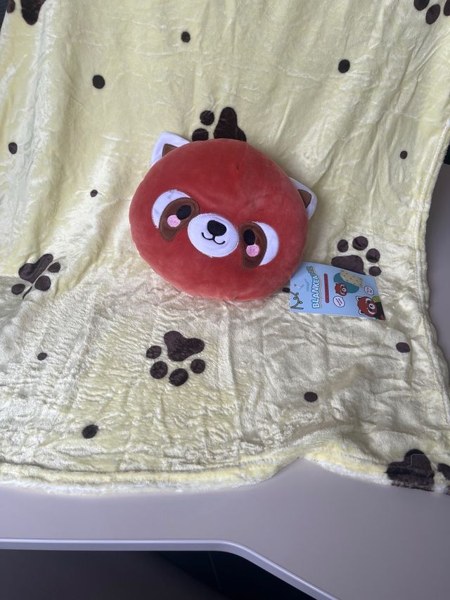 Cuscino con coperta Panda Rosso
