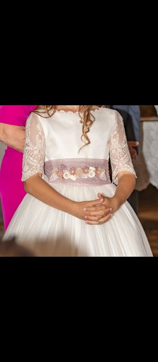 Vestido de Comunión Blanco y Malva