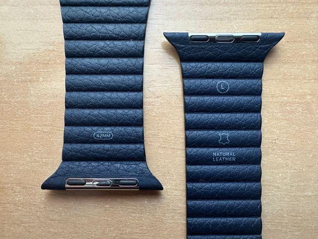Apple Watch 42mm. Cinturino in pelle Midnight Blue Loop L