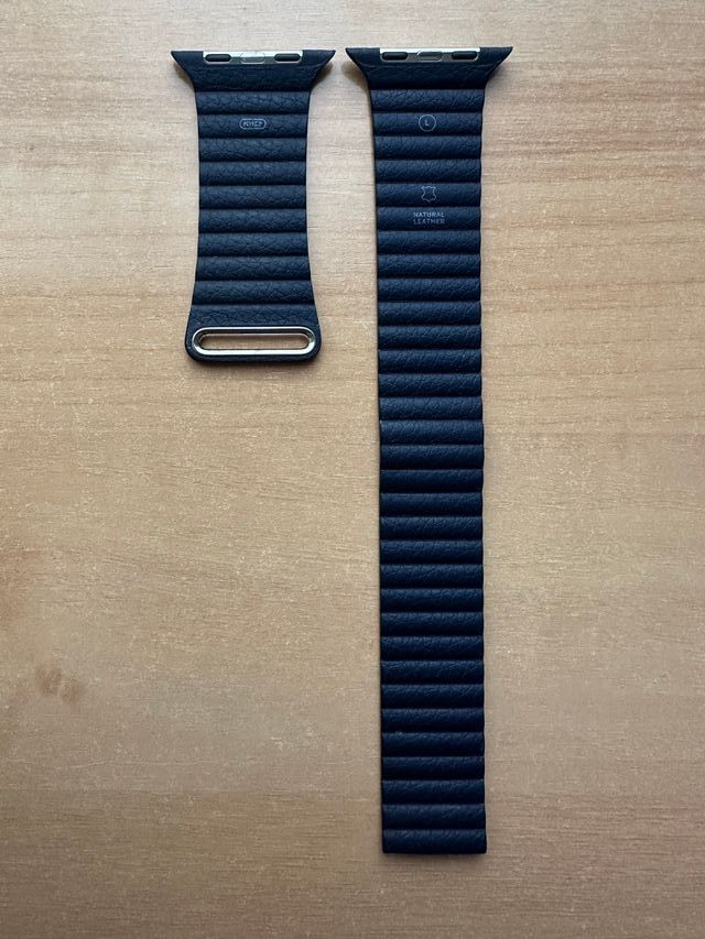 Apple Watch 42mm. Cinturino in pelle Midnight Blue Loop L