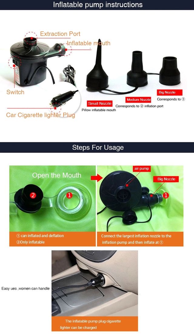 Colchón Hinchable Coche + Bomba Eléctrica