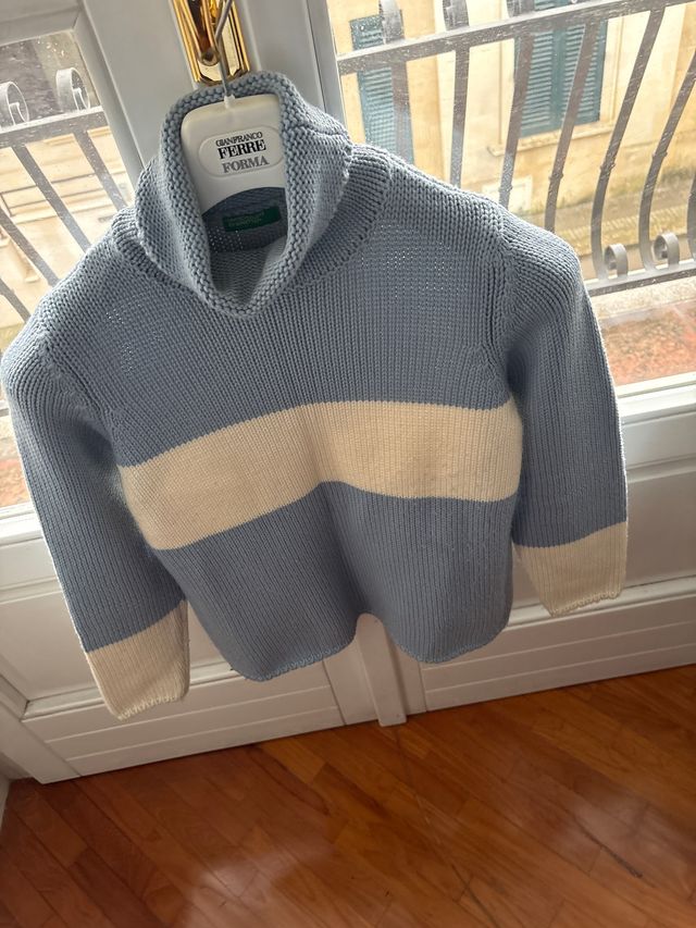 Maglione donna beige/blu