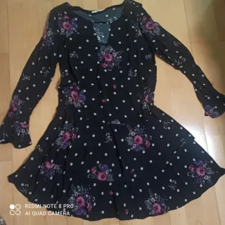 Vestido Mango volantes floral lunares