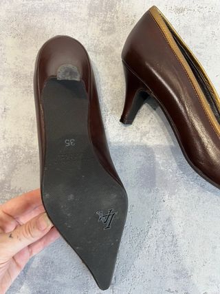 Zapatos de tacón Kitten Heels Marrón y Dorado