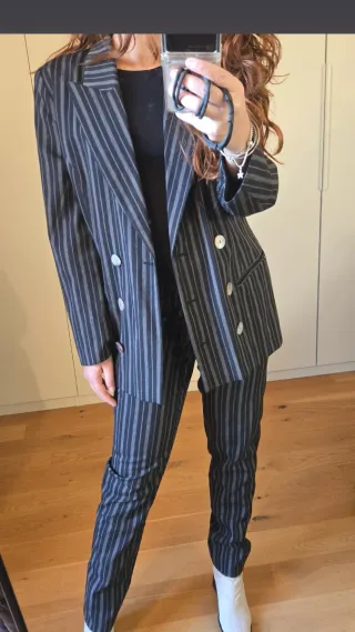 Tailleur vintage lana grigio/nero taglia 42