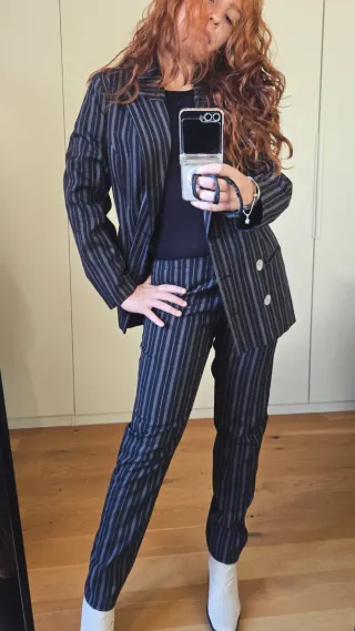 Tailleur vintage lana grigio/nero taglia 42