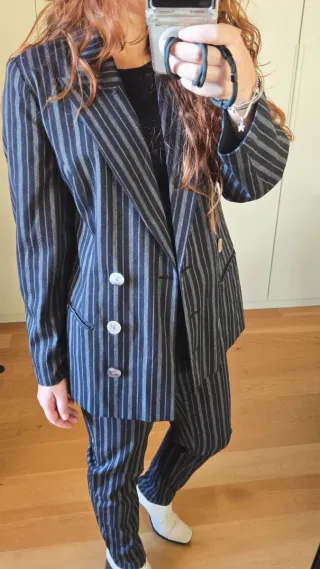 Tailleur vintage lana grigio/nero taglia 42