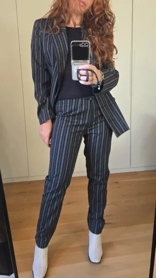 Tailleur vintage lana grigio/nero taglia 42