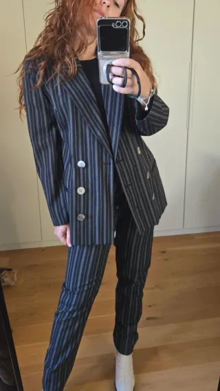 Tailleur vintage lana grigio/nero taglia 42