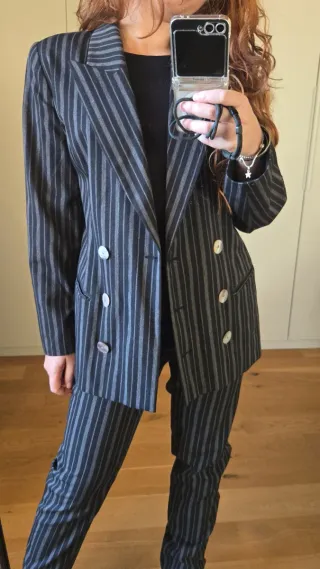 Tailleur vintage lana grigio/nero taglia 42