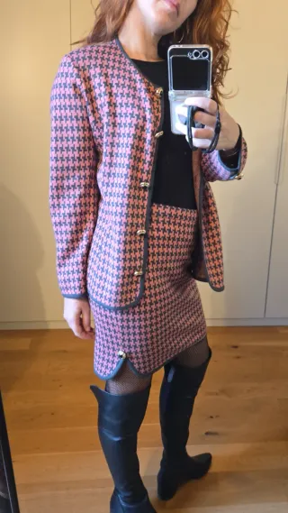 Tailleur vintage lana con gonna taglia M