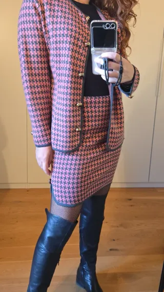 Tailleur vintage lana con gonna taglia M