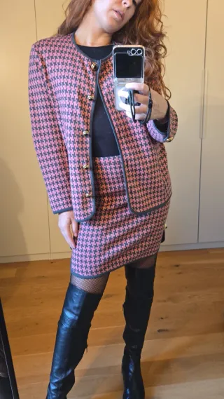 Tailleur vintage lana con gonna taglia M