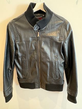 Cazadora cuero negra Zara de hombre - talla M