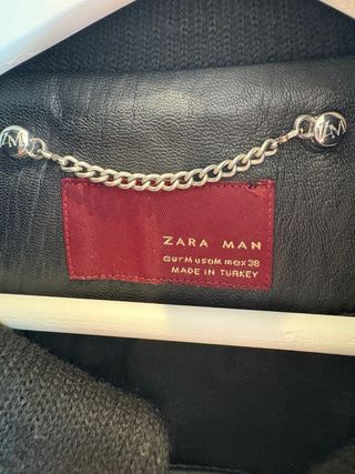 Cazadora cuero negra Zara de hombre - talla M