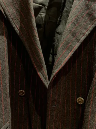 Blazer oversize doppiopetto grigio righe rosse