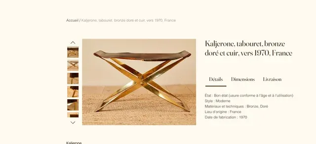 Sgabello pieghevole in pelle e metallo Kaljerone