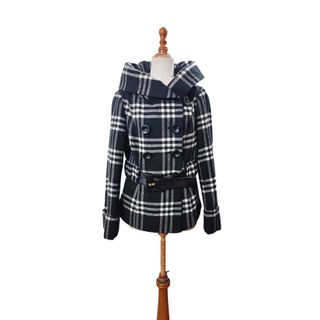 Zara/ Chaquetón Cuadros Escoceses gris negro M