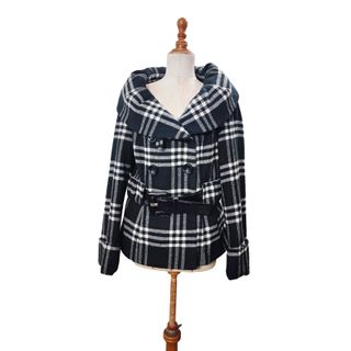 Zara/ Chaquetón Cuadros Escoceses gris negro M