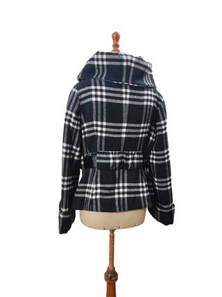 Zara/ Chaquetón Cuadros Escoceses gris negro M