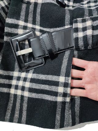 Zara/ Chaquetón Cuadros Escoceses gris negro M