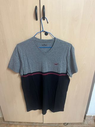 Camiseta Hollister Gris y Negra