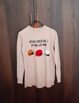 Jersey mujer beige con dibujos