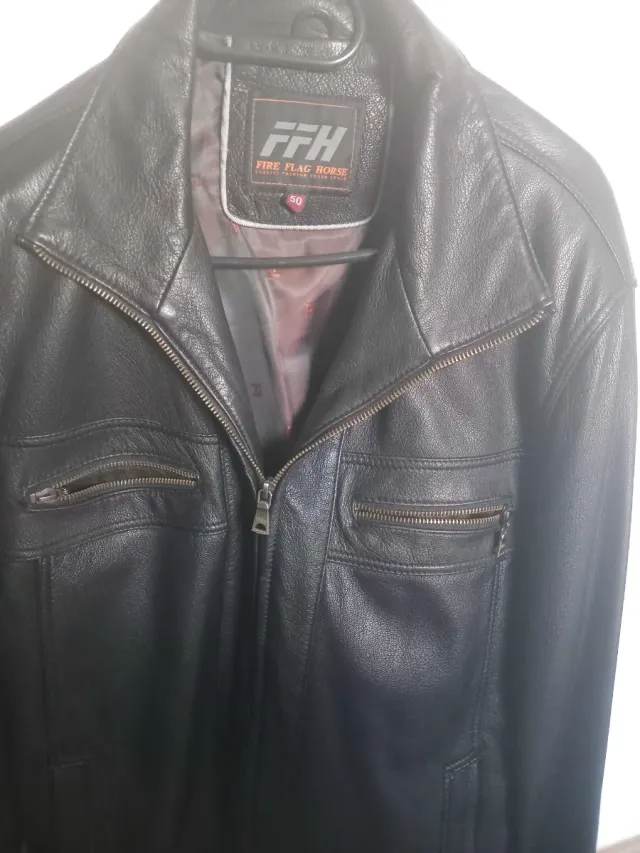 Chaqueta Cuero Hombre FIRE FLAG HORSE Negra Talla