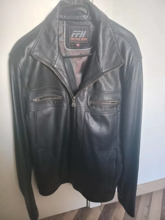 Chaqueta Cuero Hombre FIRE FLAG HORSE Negra Talla