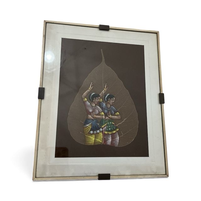 Quadro Foglia Pipal Danzatrici Dipinto Mano