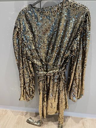 Vestido lentejuelas dorado y multicolor