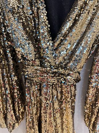 Vestido lentejuelas dorado y multicolor