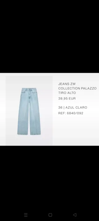 Pantalón vaquero Zara Palazzo Tiro Alto