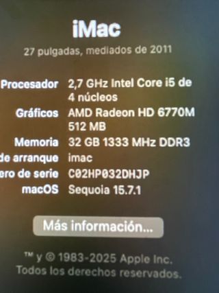 iMac 27” 2011 i5 32GB RAM