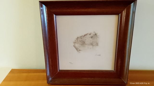 Grabado Numerado Views - Casas sobre un Canal