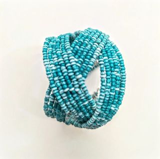 Bracciale rigido azzurro perline fatto a mano